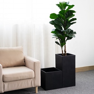 Grote Cement Fiber Glas Hand-Borstel Vierkante Outdoor <span class=keywords><strong>Planter</strong></span> Box Met Zwarte Verf Voor Tuin Decor - Product Image 4