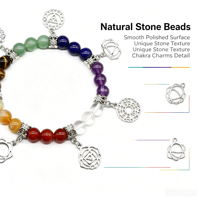 Bracelet extensible en pierres naturelles 7 Chakras avec breloques Chakra pour la guérison – Vente en gros
