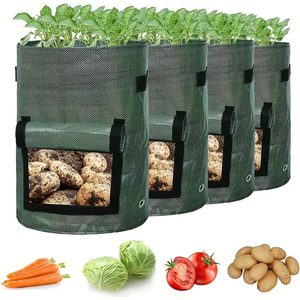 Sacs de culture de pommes de terre robustes avec poignées <span class=keywords><strong>à</strong></span> rabat, pots en tissu PE aéré personnalisés pour usage domestique - Product Image 1