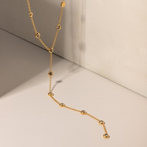 <b>Simple</b> 18k <b>Gold</b> Stainless Steel Inlaid Diamond <b>Necklace</b> for Women's Long Y-shaped Sweater Chain - Product Image 3
