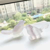 Vente en gros artisanat folklorique naturel sculpture en cristal animal lavande fluorite oiseau pour la décoration