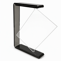 Cadre photo flottant en acrylique noir avec panneau transparent et rails supérieurs et inférieurs pour la présentation sur bureau, la maison, en galerie et en boutique