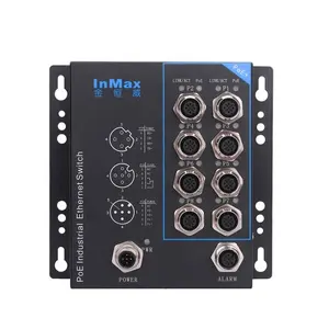 InMax Fabricant M12 commutateur 8 ports D-code système de caméras de sécurité pour voiture métro chemin de fer poe 24v non géré PoE industriel et