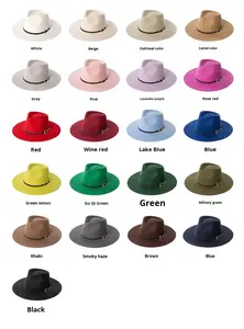 Chapeaux Fedora en laine 100% de haute qualité vendus en usine, chapeaux Fedora pour femmes, mode de plein air, avec ceinture à boucle métallique - Product Image 2