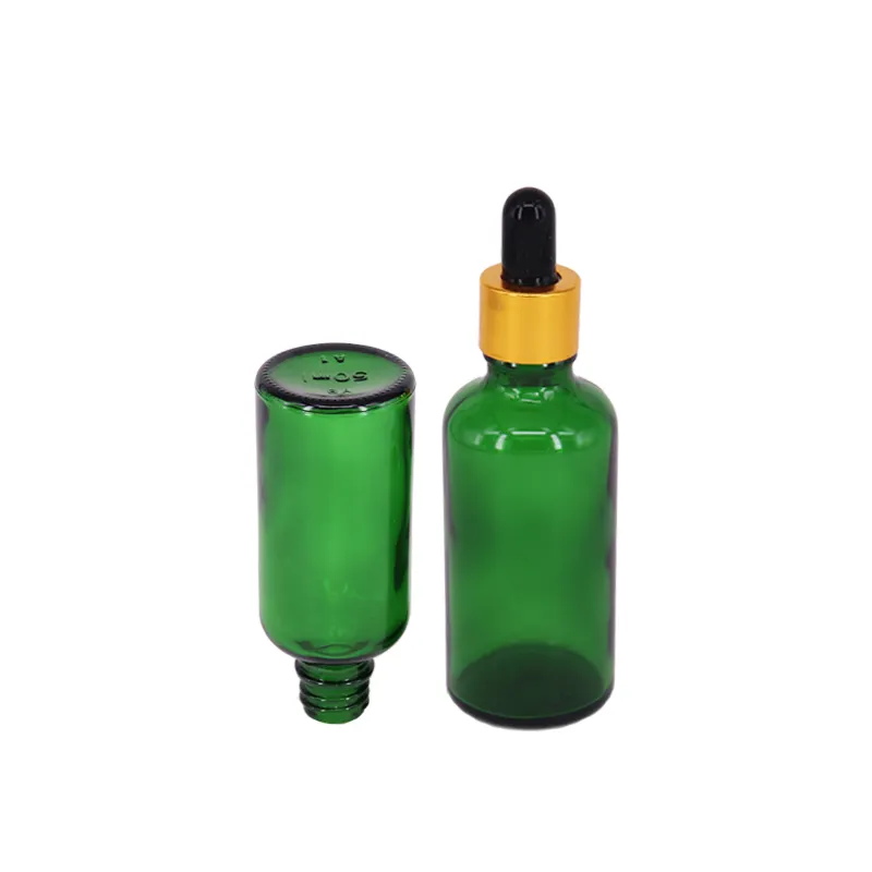 Frasco de vidro de óleo essencial com pipeta verde 10ml 30ml frasco de vidro de perfume com conta-gotas atacado
