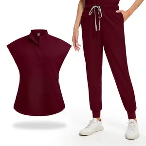 Uniformes Médicos con Cuello Alto, <span class=keywords><strong>Tallas</strong></span> Grandes, Elásticos, para Doctores, Enfermeras, Personal de Salón de Belleza y SPA, Conjunto de Ropa de Trabajo al por Mayor - Product Image 5