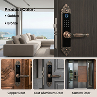 Neues Design Tuya WiFi Smart Türschloss mit Fingerabdruck, Karte, Passwort und Anti-Diebstahl-Alarm für Smart Villen