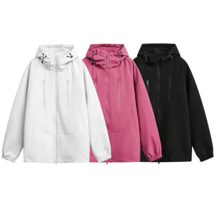 Custom Logo Lightweight Windproof Hooded Jacket 3 Colors Zip Up Outdoor Sports Windbreaker Custom OEM Casual Outerwear