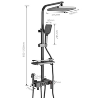 Vente en gros Ensemble de douche à effet pluie thermostatique en acier inoxydable Gunmetal à 4 fonctions carré pour hôtel
