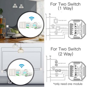 Mini Módulo de interruptor de atenuación de luz inteligente WiFi 2 Gang 2 Way funciona Alexa <span class=keywords><strong>Google</strong></span> <span class=keywords><strong>Home</strong></span> para Tuya Control remoto 10A 240V <span class=keywords><strong>Smart</strong></span> Life para - Product Image 3
