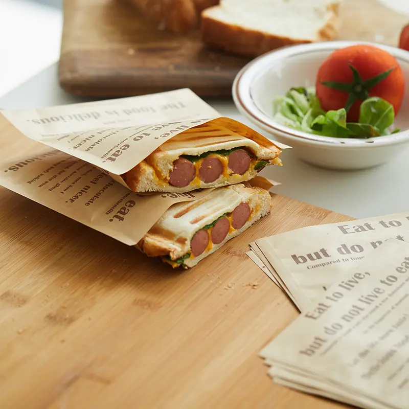 Op Maat Gemaakte Bedrukte Olievetbestendige Afhaalmaaltijden Fast Food Kraft Papieren Zak