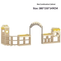 Ensemble de meubles en bois pour maternelle, motif abeille de dessin animé, avec table et chaise pour enfants et cloison de séparation