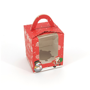 Custom Logo <strong>Red</strong> Christmas Packaging <strong>Boxes</strong> Eco-friendly Foldable Food Cupcake Window Packaging <strong>Boxes</strong> - Product Image 1