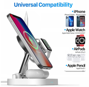 <span class=keywords><strong>Chargeur</strong></span> sans fil magnétique 4 en <span class=keywords><strong>1</strong></span> pour <span class=keywords><strong>Apple</strong></span> iPhone <span class=keywords><strong>Pencil</strong></span> <span class=keywords><strong>Chargeur</strong></span> de montre de compatibilité universel avec indicateur LED - Product Image 4