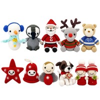 Boneka Natal Rajutan Tangan Bahan Poliester Bertema Kartun Santa Claus Rusa Kutub Pohon Natal Hiasan Hadiah Meriah Lintas Negara