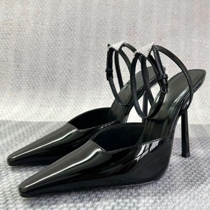 Women's Bright Patent Ankle Strap <b>High</b> <b>Heels</b> Back Diamonds <b>Sexy</b> Summer Sandals Custom Colors Dress Pumps - Product Image 3