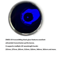 Filtre de lentille en verre noir transmettant les UV ZWB3 de qualité supérieure pour lampe torche UV 365 nm, compatible avec les longueurs d'onde 255 nm, 275 nm, 295 nm, 310 nm, 320 nm, 340 nm, 365 nm