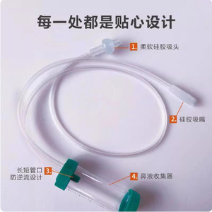 Aspirador Nasal, Dispositivo de Recolección de Residuos Médicos, Tubo de Drenaje con Punta de Silicona Suave, Manual, de un Solo Uso, Material de PVC - Product Image 3