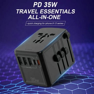 Adaptateur de voyage universel électrique 35W avec chargeurs multi-prises de type C / <span class=keywords><strong>USB</strong></span>-A adaptateurs de voyage <span class=keywords><strong>chargeur</strong></span> de téléphone US/EU/UK/AU - Product Image 3