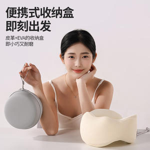 Oreiller en mousse à mémoire de forme en U, portable, pour le voyage, soutien du cou, beige, gris, bleu clair, bleu foncé, couleur unie, pliable, pour avion - Product Image 1