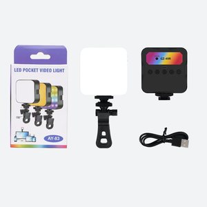 Lampe LED portable AY83 pour diffusion en direct et photographie, température de couleur réglable 2500-9000K, design mini, compatible 3 téléphones - Product Image 4
