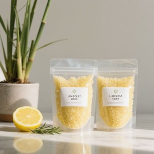 Factory Custom Printed Clear Stand Up Pouch with Resealable Zipper For Body <b>Bath</b> <b>Salt</b> Skincare - Product Image 2