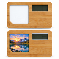 Cadre photo en bambou avec plaque en aluminium, décoration de bureau, cadeaux de Noël, logo personnalisé par transfert à chaud, horloge, date, artisanat numérique