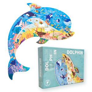 Puzzle en carton gris en forme <span class=keywords><strong>de</strong></span> dauphin <span class=keywords><strong>de</strong></span> 108 pièces, 310x428mm, jouet éducatif pour enfants, apprentissage précoce, Rompecabezas Infantil - Product Image 1