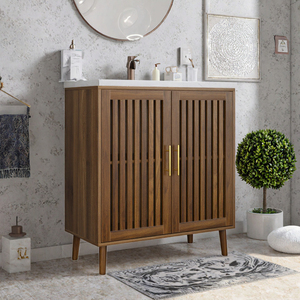 Aparador de Madera Maciza Hecho a Mano, Moderno, con Puertas con Rejillas, Mueble de Almacenamiento para Sala de Estar/Bar - Product Image 2