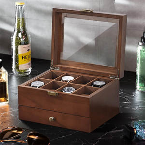 Caja <span class=keywords><strong>de</strong></span> Madera Vintage para Relojes al por Mayor, Organizador <span class=keywords><strong>de</strong></span> Relojes para Hombre con 12 Ranuras, Estuche <span class=keywords><strong>de</strong></span> Exhibición <span class=keywords><strong>de</strong></span> Madera <span class=keywords><strong>de</strong></span> 2 Niveles con Tapa <span class=keywords><strong>de</strong></span> Cristal y Cajón para Joyas - Product Image 5
