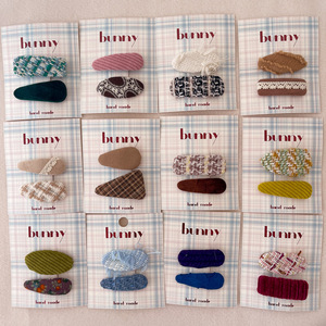 Barrette géométrique à carreaux en <span class=keywords><strong>tissu</strong></span> tricoté pour enfants, accessoire capillaire coréen à <span class=keywords><strong>pois</strong></span>, style parent-enfant, latéral - Product Image 4