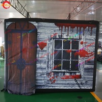 Maison hantée gonflable personnalisée de 11x3m, labyrinthe d'Halloween, jeu de rôle unisexe, fabriqué en Oxford, souffleur d'air, terrains de jeux