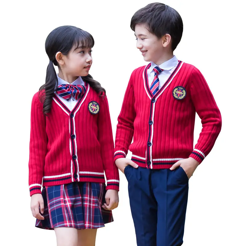 बच्चों बुना हुआ कपड़ा कस्टम डिजाइन स्कूल वर्दी प्राथमिक स्कूल वर्दी नमूने