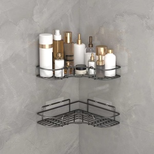 Organizador de Baño Triangular de Metal de un Solo Nivel, Largo, Sin Perforaciones, para Montar en la Pared, Multifuncional - Product Image 2
