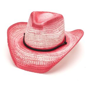 Nuevo sombrero de <span class=keywords><strong>vaquero</strong></span> occidental <span class=keywords><strong>pintado</strong></span> de color degradado de ala ancha con cuerda a prueba de viento - Product Image 1