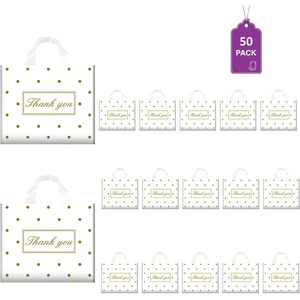 Thank You Plastic Shopping <b>Bag</b> <b>Small</b> With Handles Dot Pattern For Party Retail Use - Product Image 4