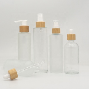 Tarro de cristal transparente esmerilado transparente de 5ml con tapa de madera de bambú - Product Image 6