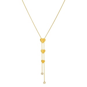 Fashionable Gold Plated Stainless Steel Heart Shape Chain Tassel Pendant Clavicle Necklace For Daily Wear Gift - Product Image 5