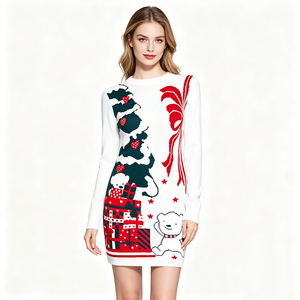 Maglione Natalizio da <span class=keywords><strong>Donna</strong></span> Personalizzato all'Ingrosso, Sexy e Divertente, Rosso Lavorato a Maglia per l'Inverno e la Casa - Product Image 5