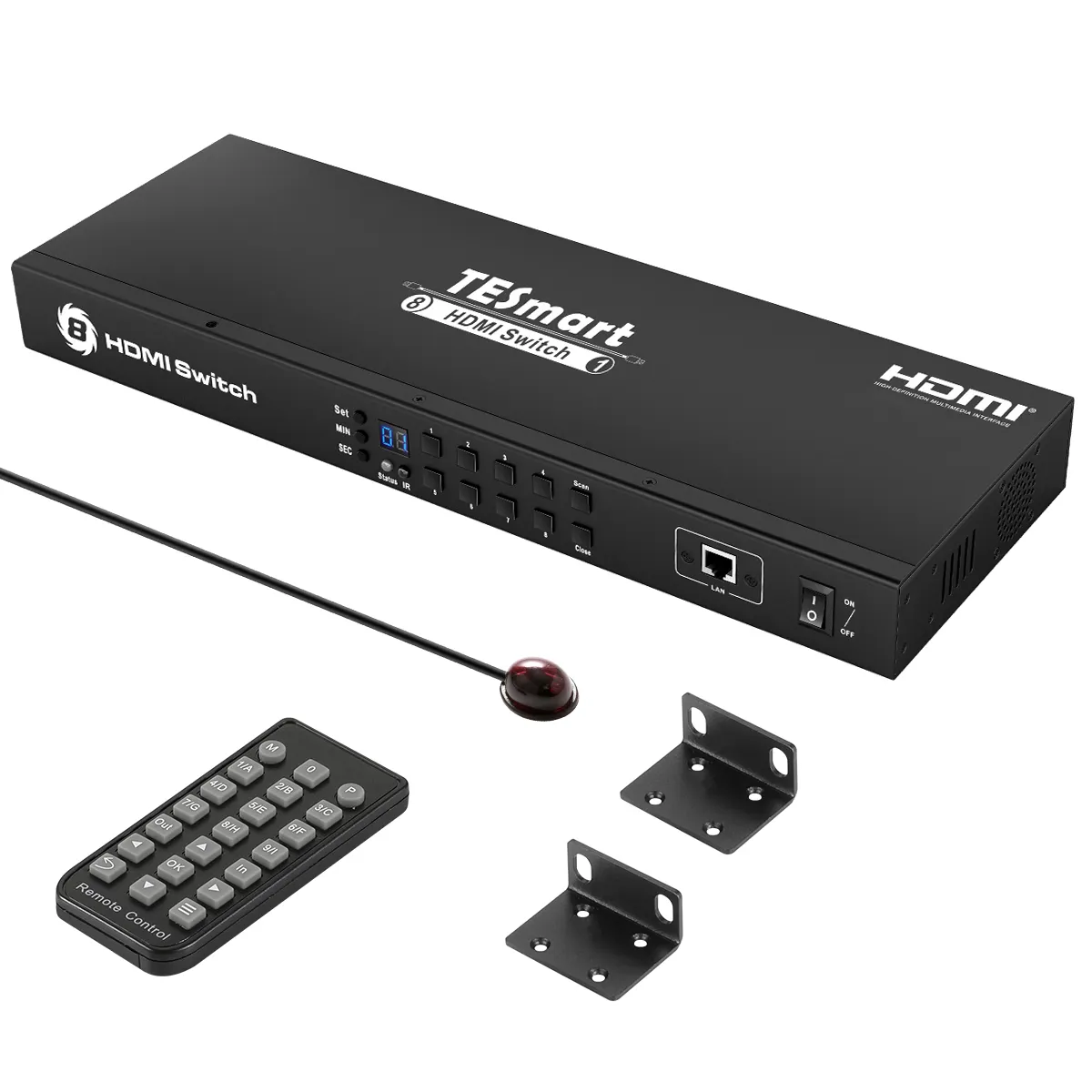 8 In 1 Out HDMI Switch Support RS232 8x1 Switcher HDMI 4K 30Hz With IR Remote