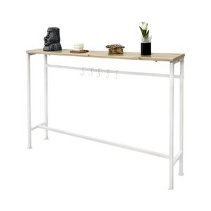 Table de <span class=keywords><strong>console</strong></span> de style <span class=keywords><strong>scandinave</strong></span> 5 crochets 47.2X7.9X25.6/31.5 pouces Finition grain de bois <span class=keywords><strong>Entrée</strong></span> arrondie allongée élégante - Product Image 1