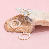 Fenny 18 Karat vergoldete Barock perle hand gefertigte Perlen Twisted Elastic Chain Stretchy Ring für Frauen Edelstahl Großhandel