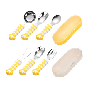 Ensemble de vaisselle mignon pour enfants, cuillère et fourchette en acier inoxydable 304, Kit de repas portable pour enfants de 2 à 4 ans - Product Image 4