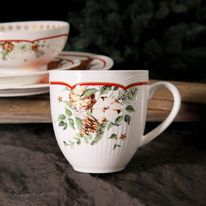 Weiye, platos navideños, juego de cena decorativo <span class=keywords><strong>para</strong></span> <span class=keywords><strong>plato</strong></span> navideño personalizado, vajilla clásica de cerámica redonda - Product Image 4