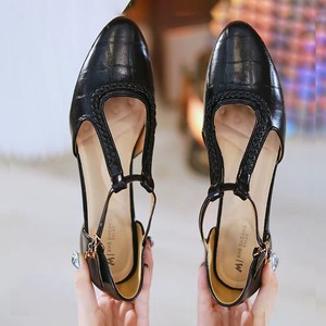 Sandalias de Plataforma con Tacón Bajo para Mujer, Estilo Slip-On, Tacones Gruesos, Diseño Vintage Francés con Parches, Punta en Pico, Zapatos para Primavera/Verano - Product Image 5