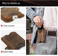 Étui de téléphone de luxe en cuir véritable pour hommes, pochette de taille faite à la main pour iPhone et Samsung smartphone