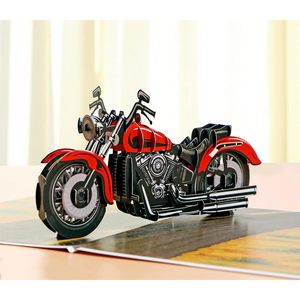 Tarjeta de Cumpleaños Clásica con Diseño de Motocicleta, Tarjeta de Felicitación 3D para Hombres, Tarjeta del Día del Padre para Él, Abuelo, Papá, Manualidades en Papel, Laminación Brillante - Product Image 1