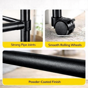 Minimalist Metal Clothing <b>Rack</b> With Wheels Three Layer Storage Holder For Living Room Standing Type Multifunctional Design - Product Image 4