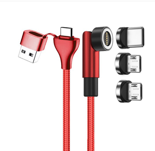 3A 480M 1m  6 in 1 6in1 TYPE C + USB a Magnet Qc3.0  Pd  540 Rotating Magnetic Fast Charging Magnetic Charging Cable Cord