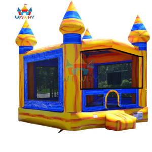 Château gonflable en marbre bleu et jaune pour enfants, château de saut en plein air pour les fêtes et les jeux dans la cour - Product Image 1